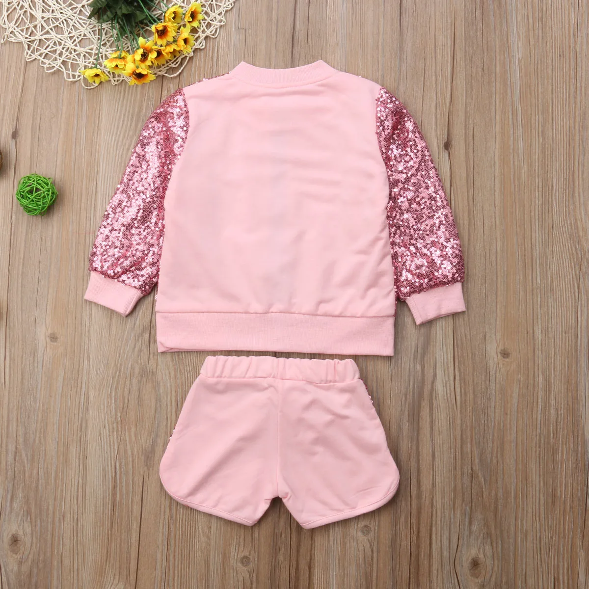

2PCS Baby Girls Bling Bling Sequins Cardigan Jacket +Shorts 2pcs Outfits Toddler Clothes Size 1-6Y