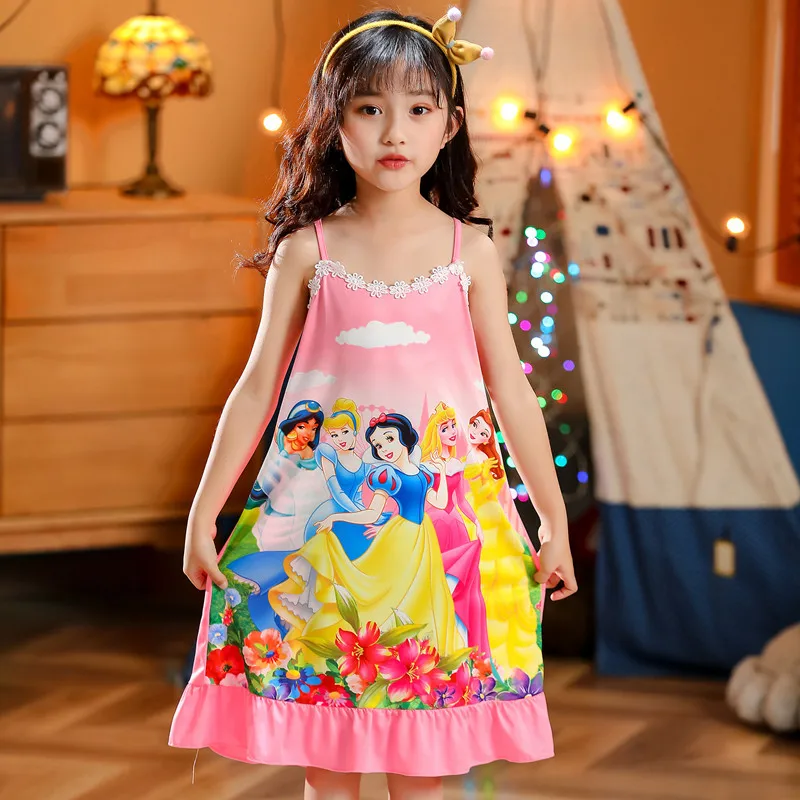 Girl Summer Nightdress Soft Frozen Disney Princess Sophia Short Sleeve Dress Kid Sleepwear Baby Children Pajamas Nightgown images - 6