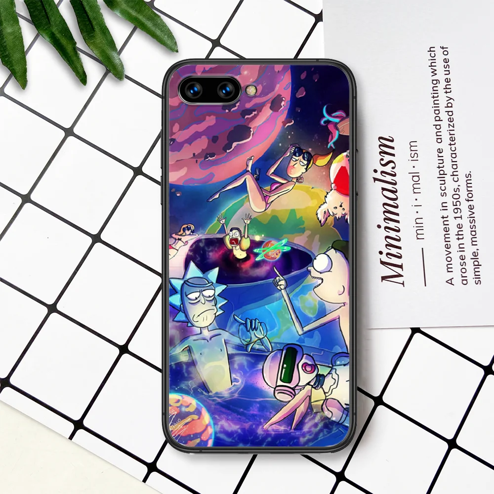 

Cartoon Cute Ricks and Mortys Phone Case For Huawei Honor 6A 7A 7C 8 8A 8X 9 9X 10 10i 20 Lite Pro Play black Bumper 3D Funda