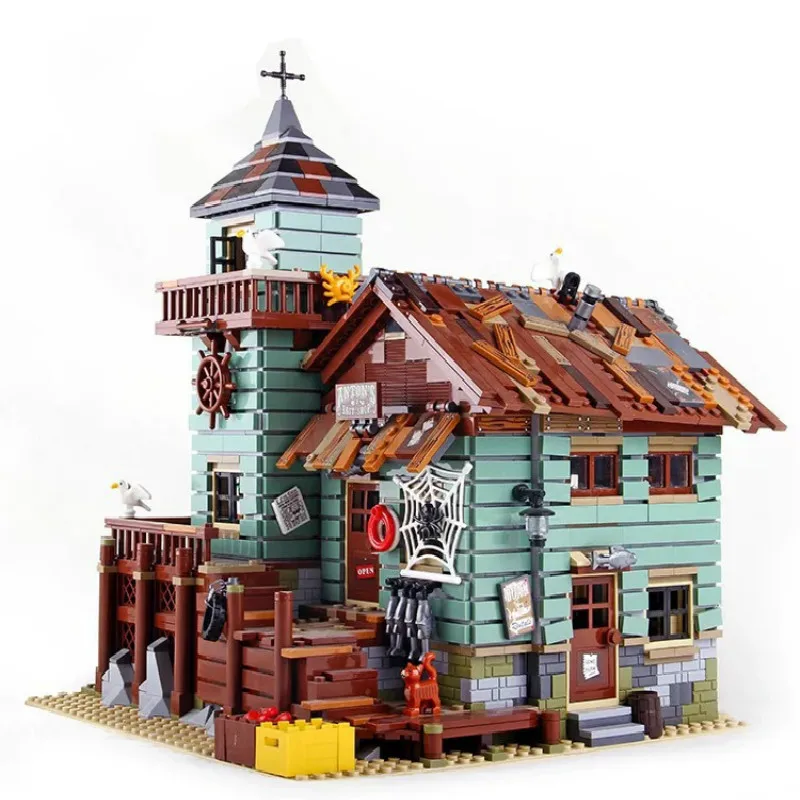 

DIY 16050 Creator Ideas City Series Seaside Old Fishing Shop Building Block Bricks Toys Compatible With 21310 Movie