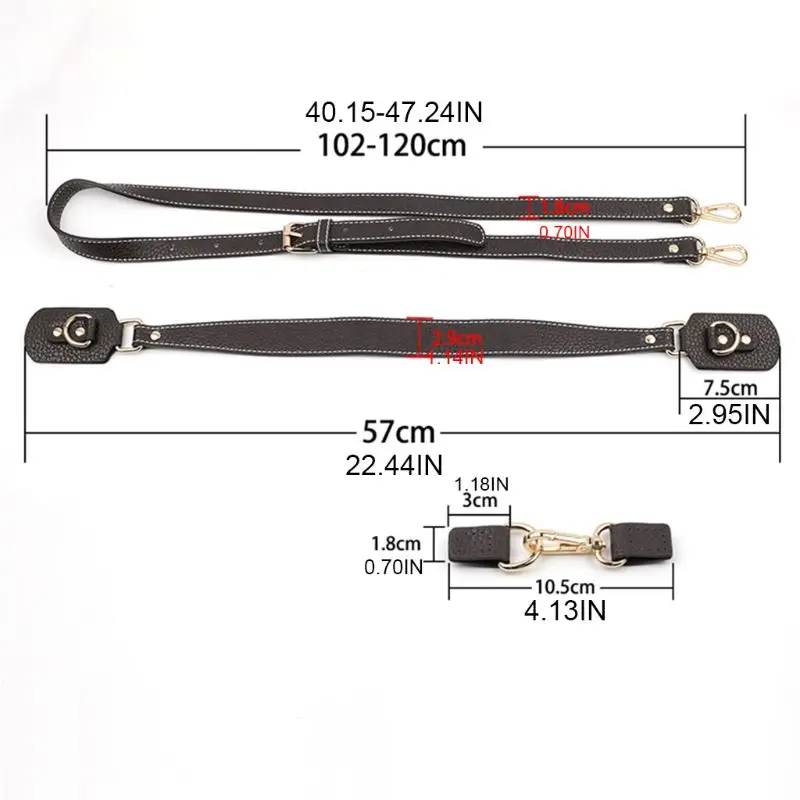 

Fashion DIY Leather Handbag Strap Accessories Shoulder Crossbody Replacement Straps with Metal Buckles