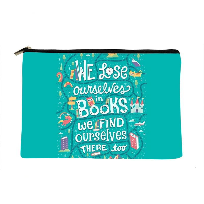 

Women Lose in books Printed Make up bag Fashion Women Cosmetics Organizer Bag for Travel Colorful Storage Bag for Lady Bag