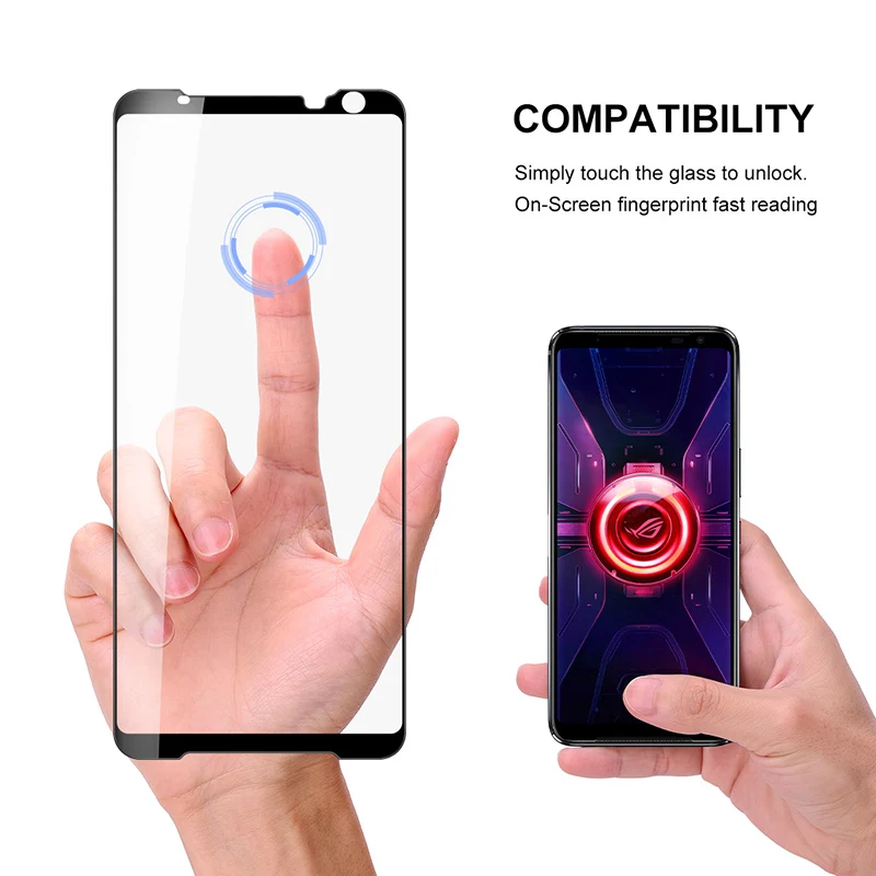 

1/2 pcs Screen Protector for ROG Phone 3 ZS661KS 9H Full Cover Soft Edge Protective Glass Tempered Glass Accessories