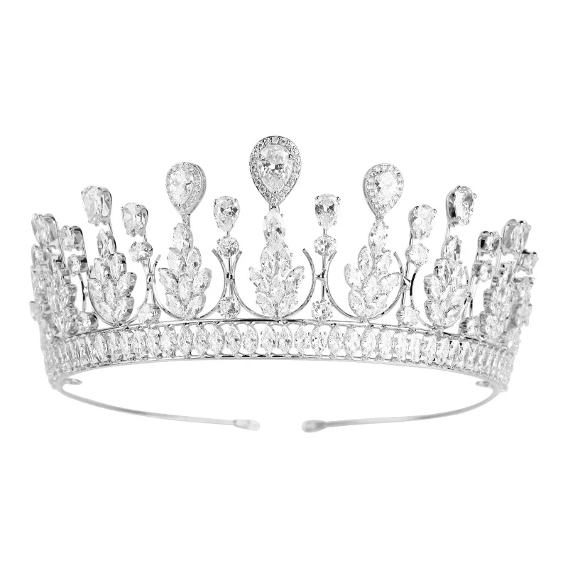 EYER New Elegant Women Headdress And Crown For Parade Party Luxury Wedding Headband Shine Crystal Zirconia Crown Tiara