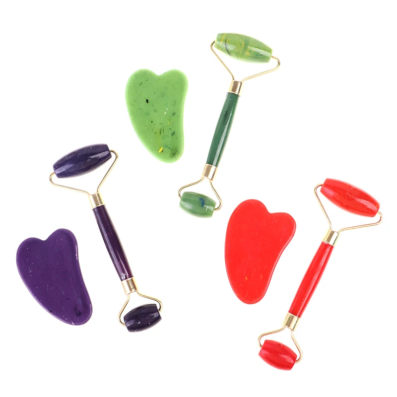 

2 шт./компл. набор роликовых скребков для лица, массажер для лица, спа-массажер для шеи, скребок Guasha, доска для подтяжки лица, средство для удал...