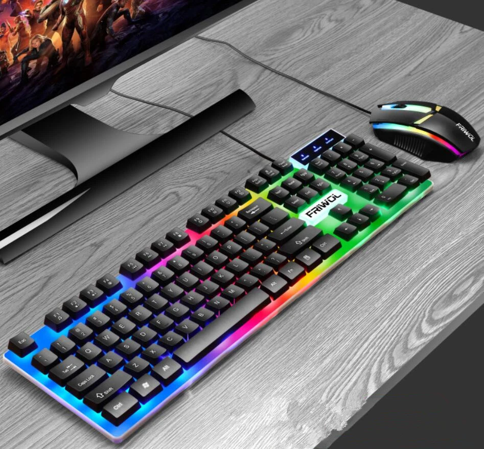 new gaming keyboard and mouse wired keyboard with backlight keyboard gamer kit 2000pdi silent gaming mouse set for pc laptop free global shipping