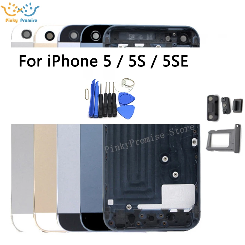 Для Apple iPhone 5 5S 5SE Задняя крышка батареи Задняя Дверь Корпус чехол Замена с клавиатурой громкости клавиатура питания для iPhone 5S