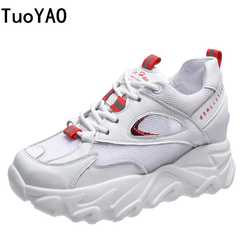 

Women Chunky Sneakers Vulcanize Shoes Korean Fashion 2021 New Female White Platform Thick Sole Casual Shoes Woman Sneakers 8cm