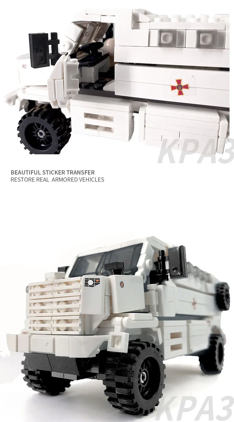 Moderner Militär-Ukraine-KPA3-Muldenkipper Batisbricks MOC Baustein-Modell Krankenwagen Bausteine Spielzeug für Geschenke – Detail 4