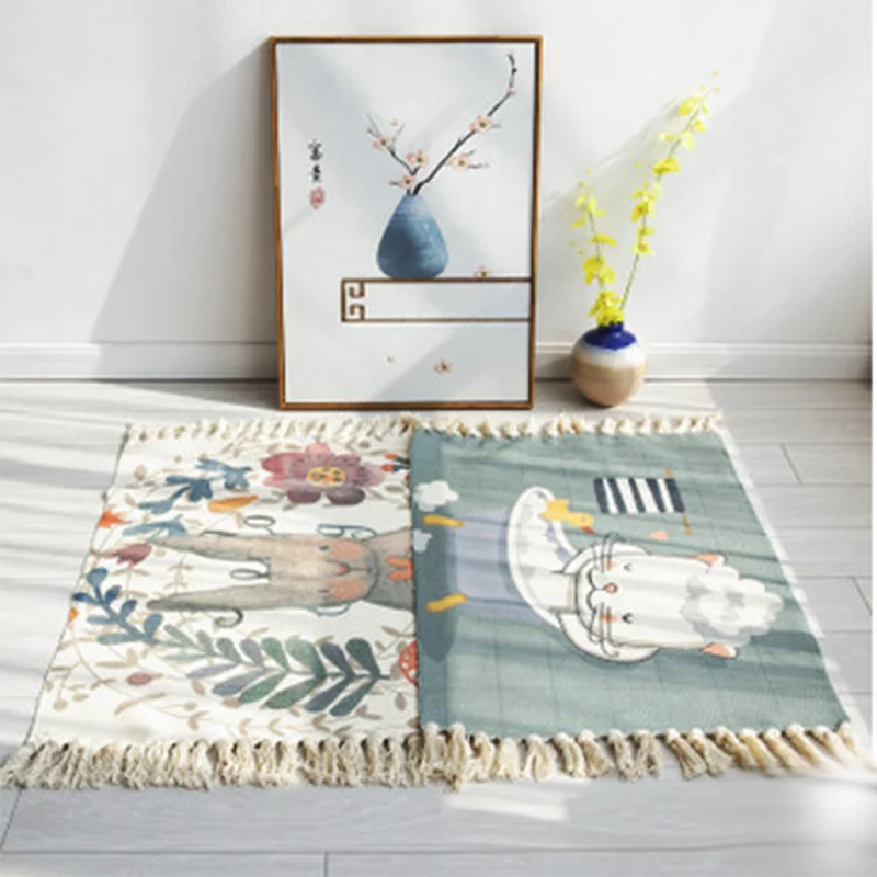 

Fashionable new cartoon printing floor Mat can be machine washed drape-free Tapestry Bay window floor Mat