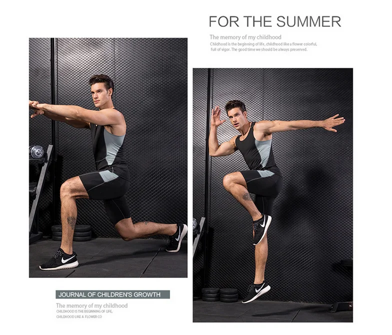 Мужская облегающая футболка с компрессионным рукавом для занятий фитнесом