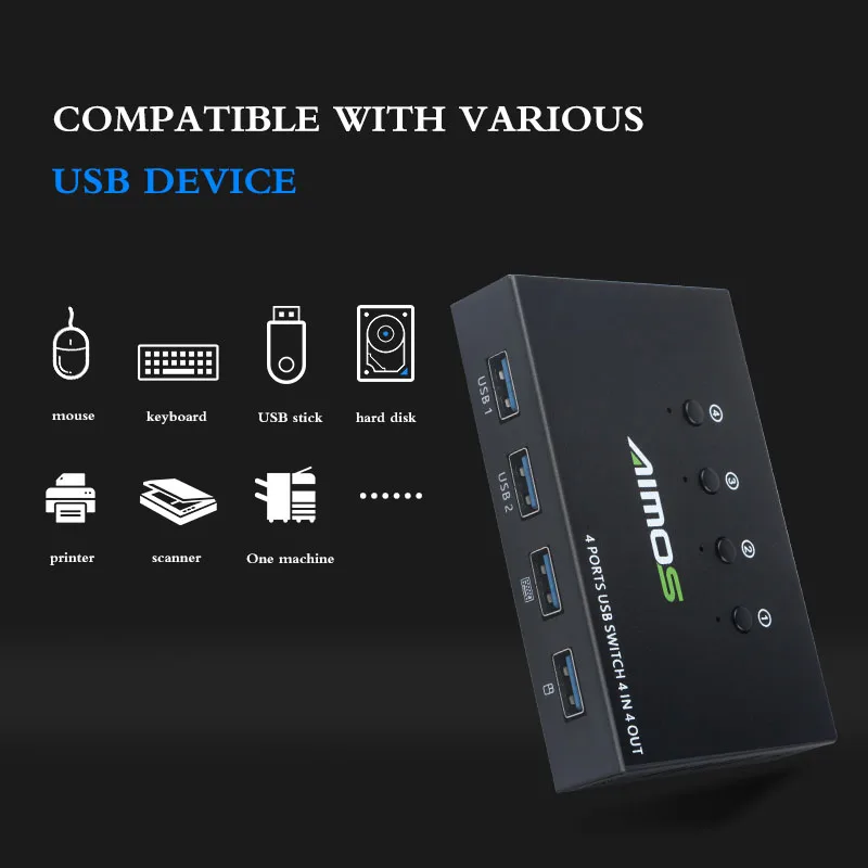 USB 2 0 переключатель KVM разветвитель для 4 ПК совместное использование принтера