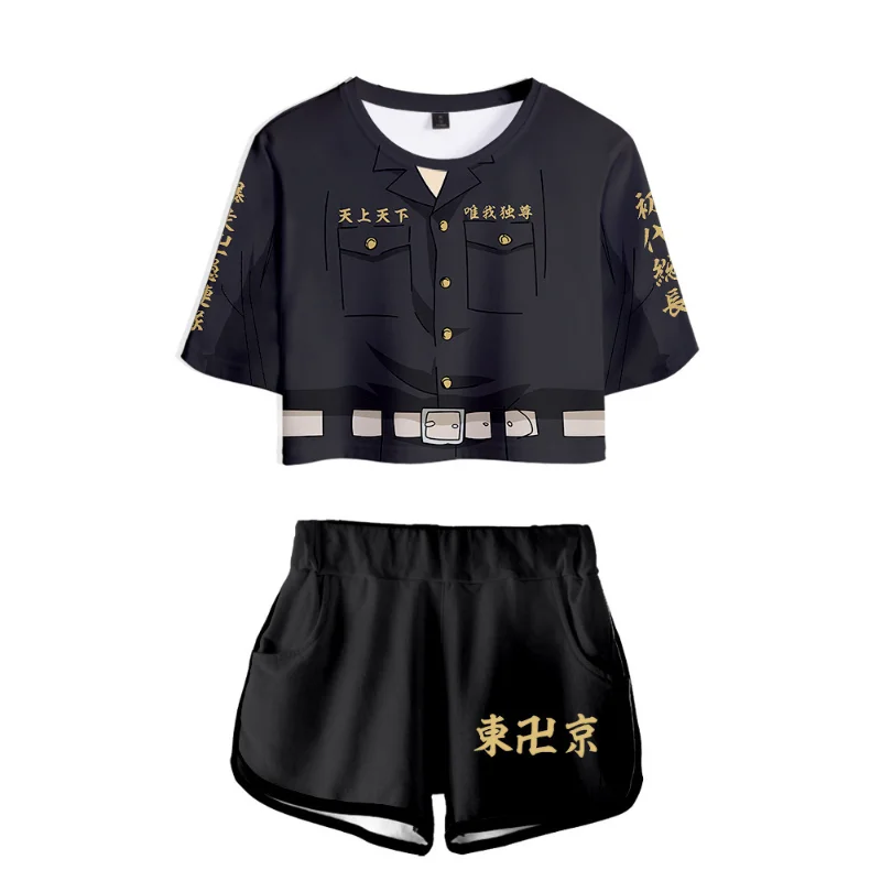 

anime Tokyo Revengers Two piece set Cosplay Hanagaki Takemichi Ken Ryuguji Haori figurine costume uniform Crop Top Shorts