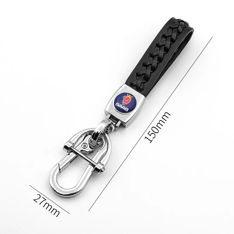 

Car leather braided rope fashion logo keychain accessories key ring for Saab 9-3 9-5 900 9000 Scania Car Decoration Accessories