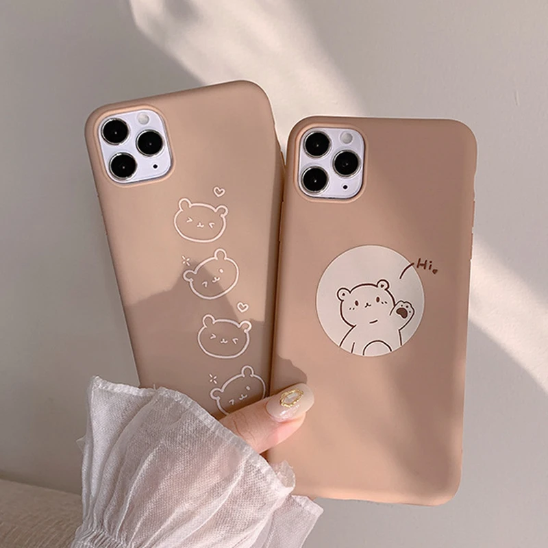 

Милый мультяшный силиконовый чехол Ins Bear для телефона Iphone 11 12 Mini Pro Max 7 8 Plus Xs Max X XR, матовый чехол