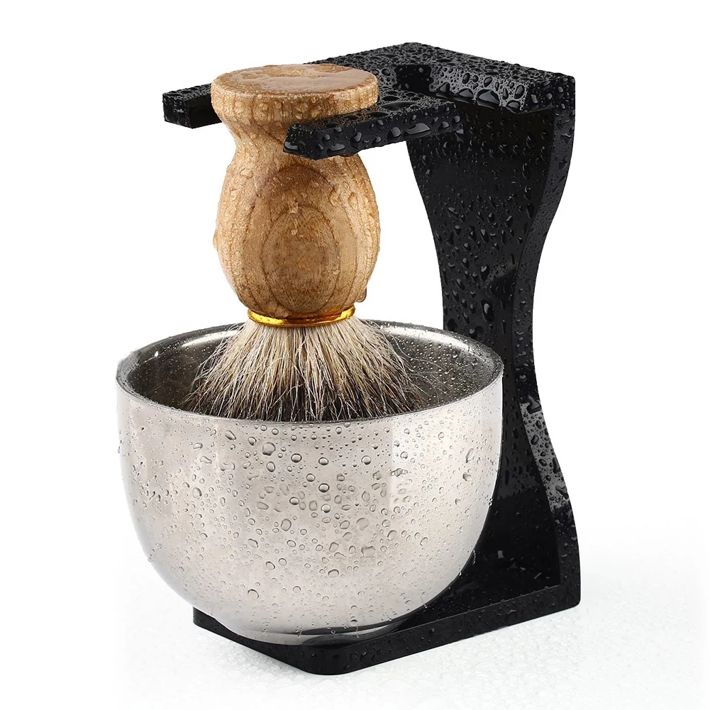 Набор для бритья 3 в 1 Парикмахерская Кисть кисть барсука прозрачная акриловая