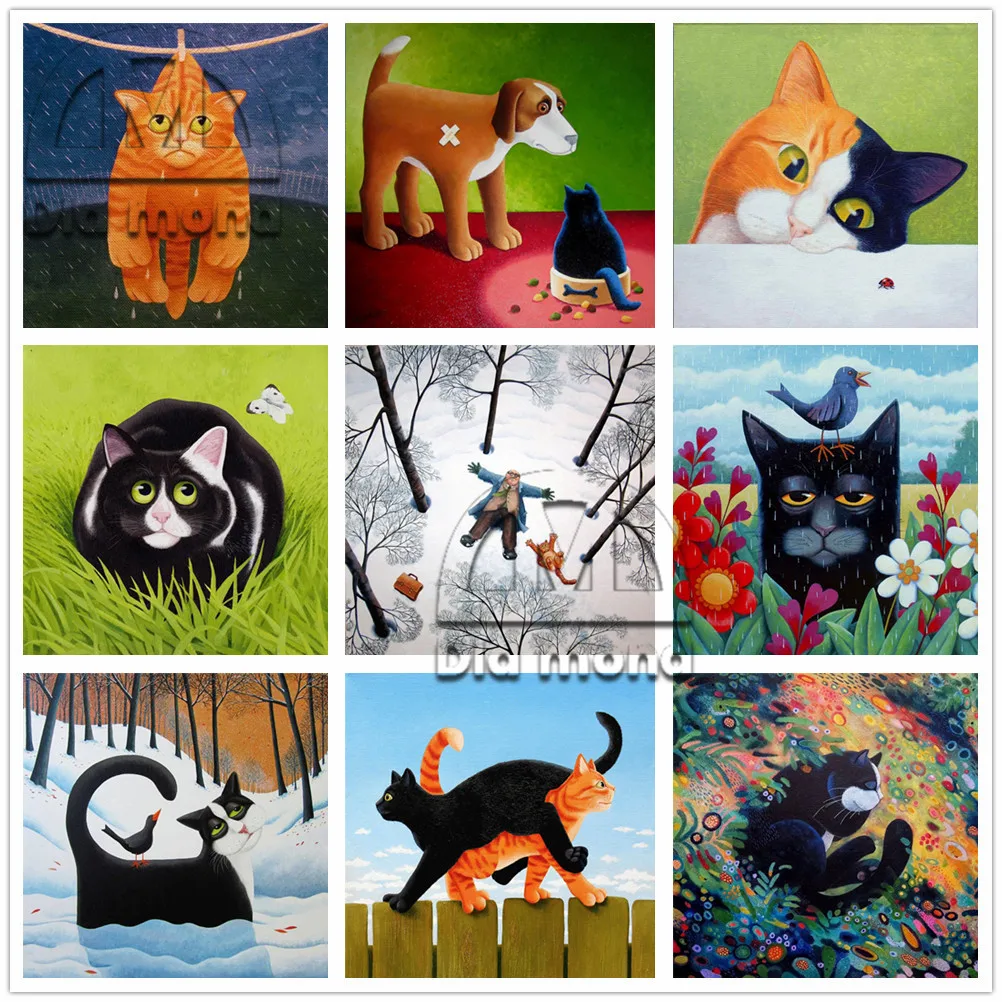 

5D Diy Diamond Painting Cartoon Cat Mosaic Art Diamond Embroidery Cross Stitch Full Drill Animal Home Decor Rhinestone Pictures