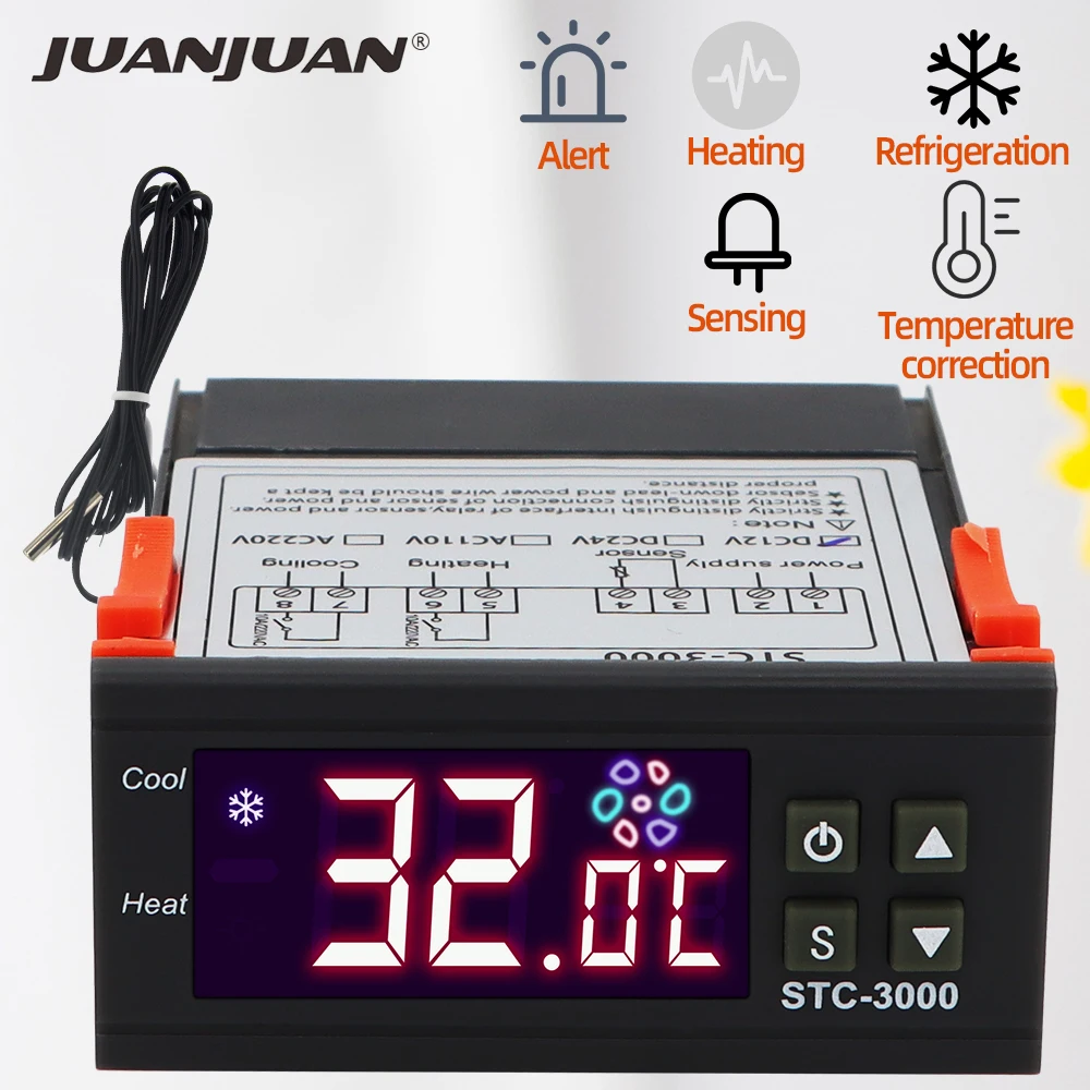Termostato digital com controle de temperatura, termômetro e higrômetro digital 12v 24v 220v