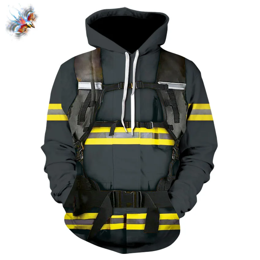 

Cosplay Firefighter Printed Firefighting Realistic Hoodie Men and Women Fashion Pullover Hoodie Boy High Street Hoodie LargeSize