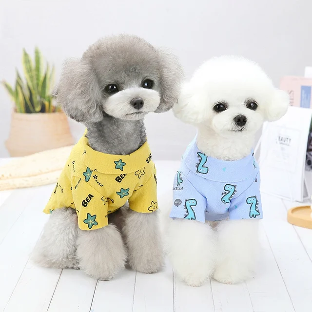 Dog Shirt Cute Star Printed Pets Puppy Summer Dog Clothes Comfortable Pet Cat Vest Cotton Small Dog T Shirt Pug Apparel Costumes
