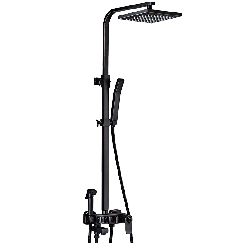 Ванная комната латунный душевой набор черный шар античный дождь насадка для