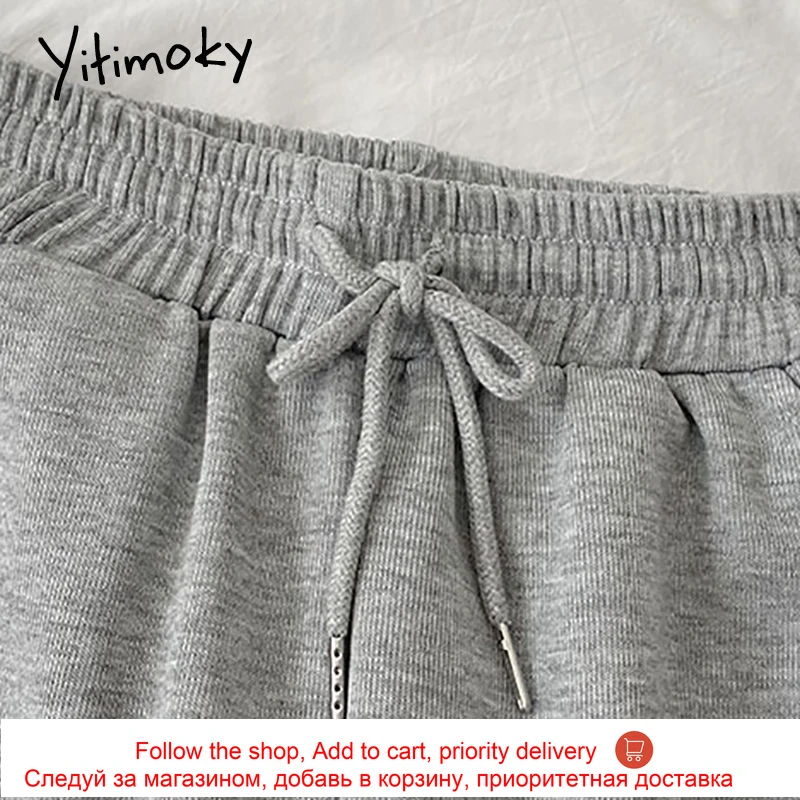

Yitimoky High Waist Sweatpants Women Elastic Solid White Loose Wide Leg Pants Summer 2021 Korean Streetwear Casual Fashion Pants
