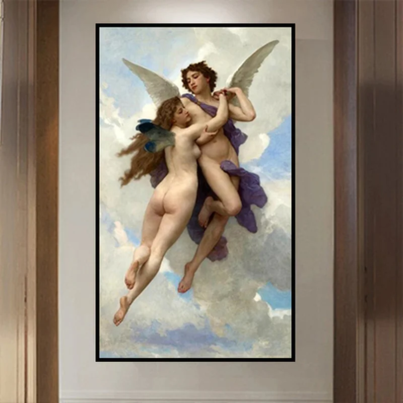 

Aestheticism Cupid And Psyche Bouguereau Canvas Painting Living Room Home Decor Modern Wall Art Oil Painting Posters Pictures