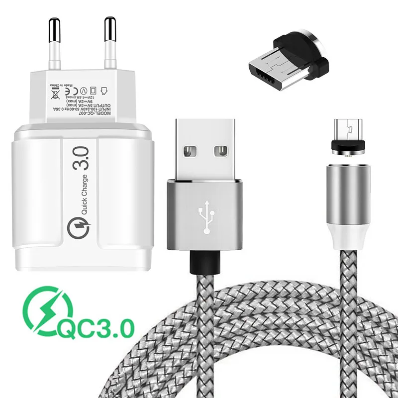 Быстрое зарядное устройство QC 3 0 USB магнитный кабель Micro Charge для Samsung A7 Huawei Honor 9a Xiaomi