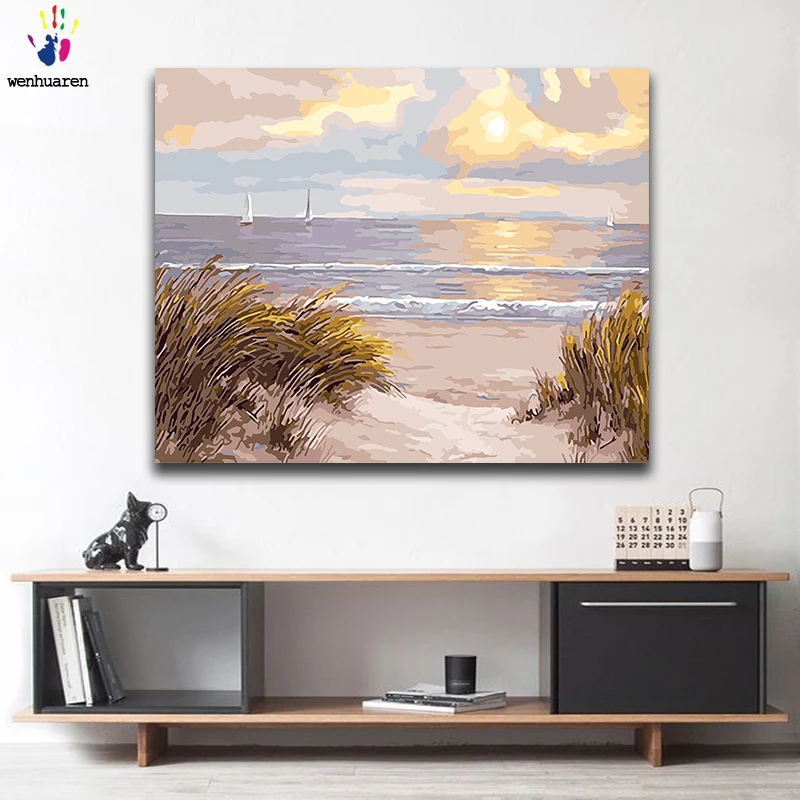 Diy краски по номерам Картина с комплектами морской пейзаж широкий красивый