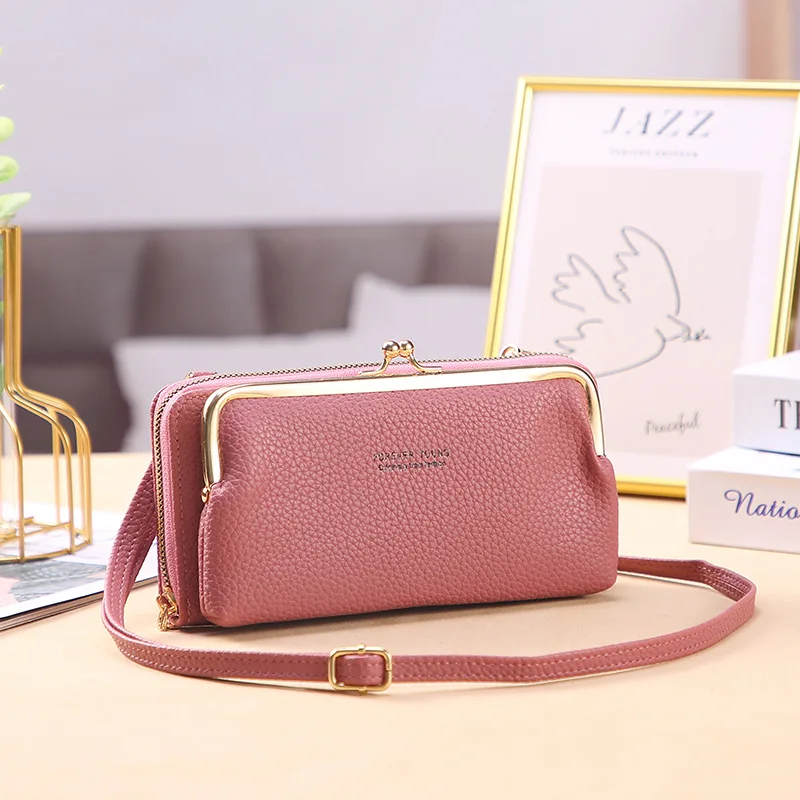 

Mobile Phone Bag for Female Mini Card Holder with Soft Leather Crossbody Bag Women Zipper Wallet Square Coin Purse cartera mujer