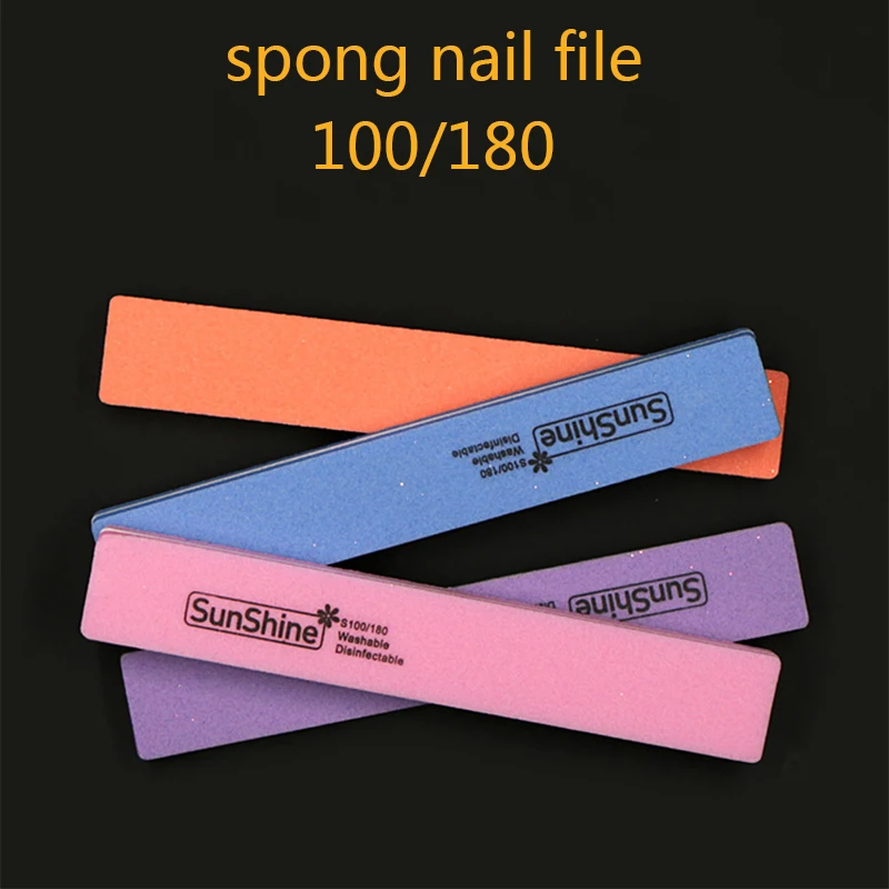 100/180 Spong пилка для ногтей моющийся пилка для ногтей многоразовый двухсторонний шлифовальный моющийся Маникюр Инструменты для маникюра