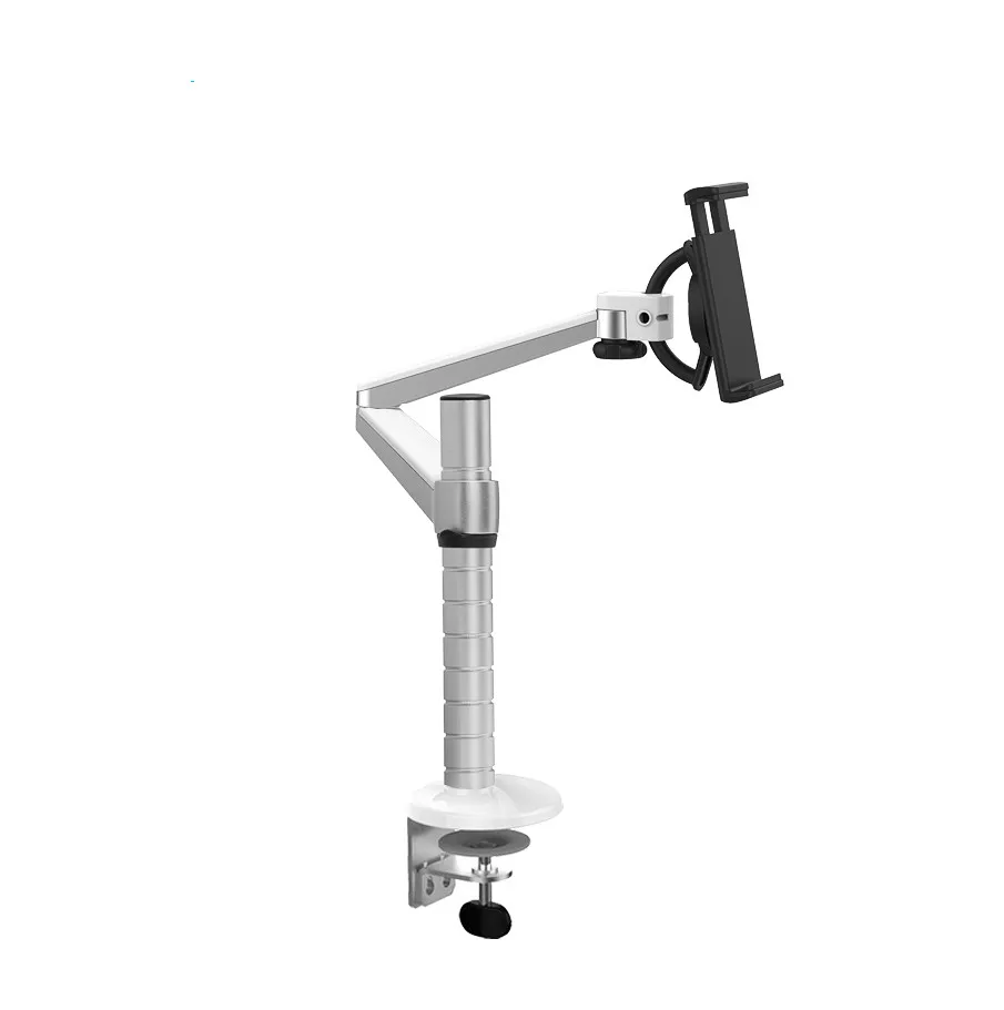 Economici NBGYS Aluminum Alloy Height Adjustable Double Arm 7-13'' Tablet PC Holder Desktop Clamping 360 Rotation Tablet PC Stand OA-2S