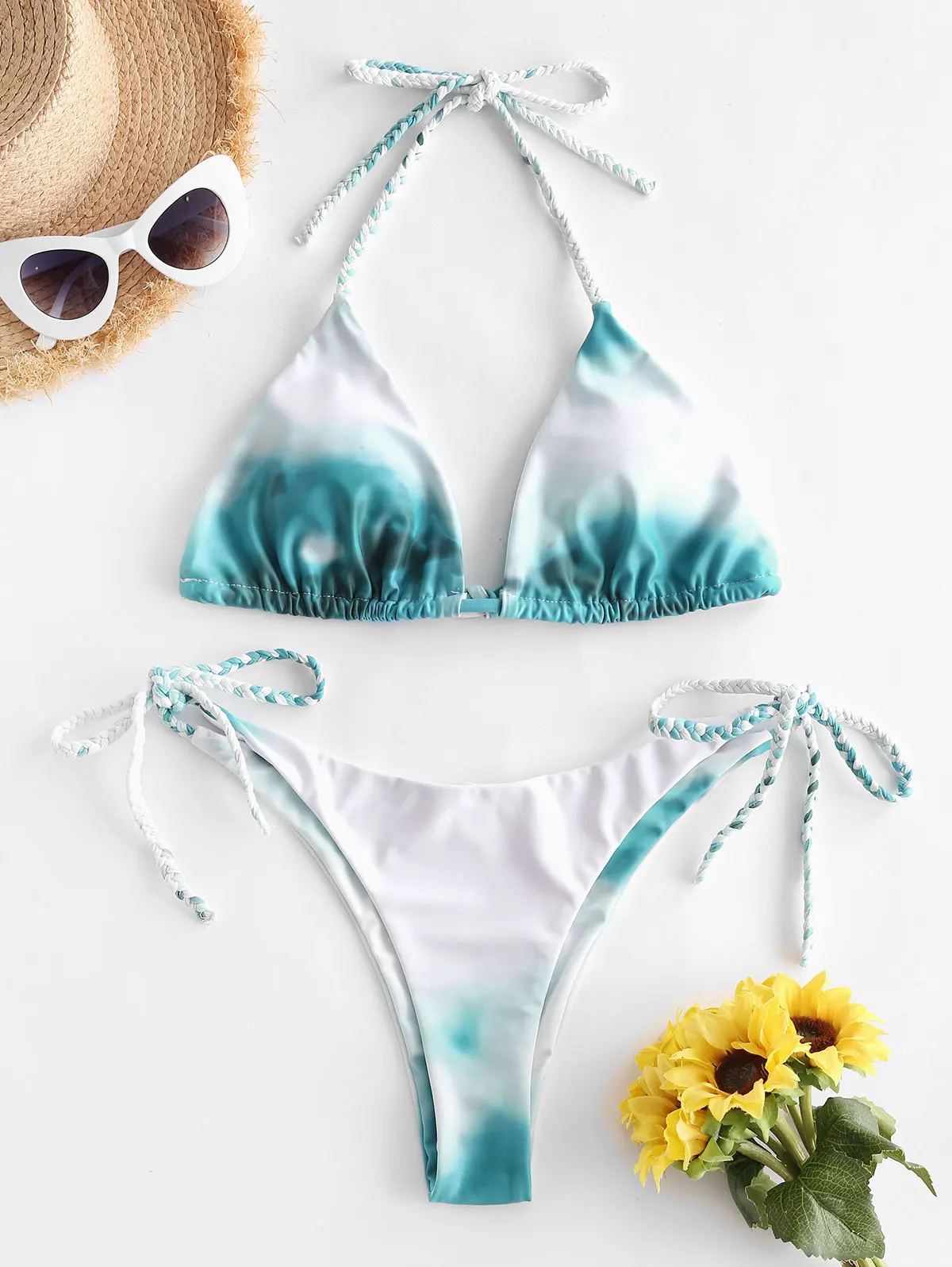 

ZAFUL Tie Dye Braided String Bikini Swimsuit Women Bikinis Set Summer Beach Sexy Swimwear Bathing Suit