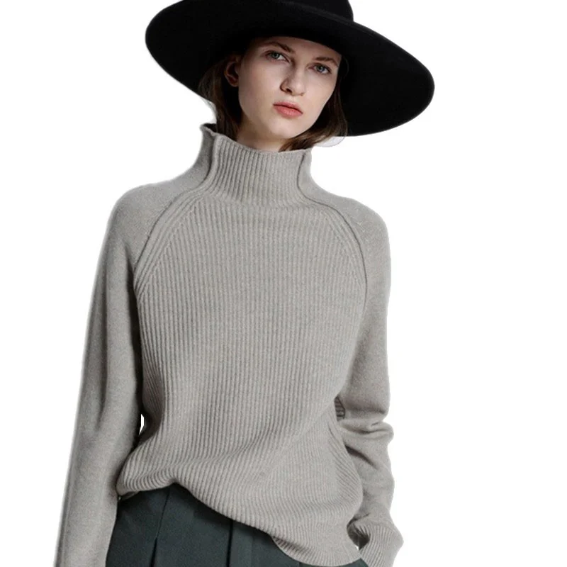

SHZQ Women Autumn Winter Sweater New Lazy Wind Turtleneck Cashmere Sweaters Female Thick Pullover Sweater Loose Knitting Top G33