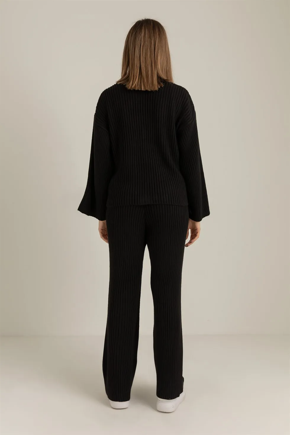 

Ribbed Cardigan Suit-BLACK