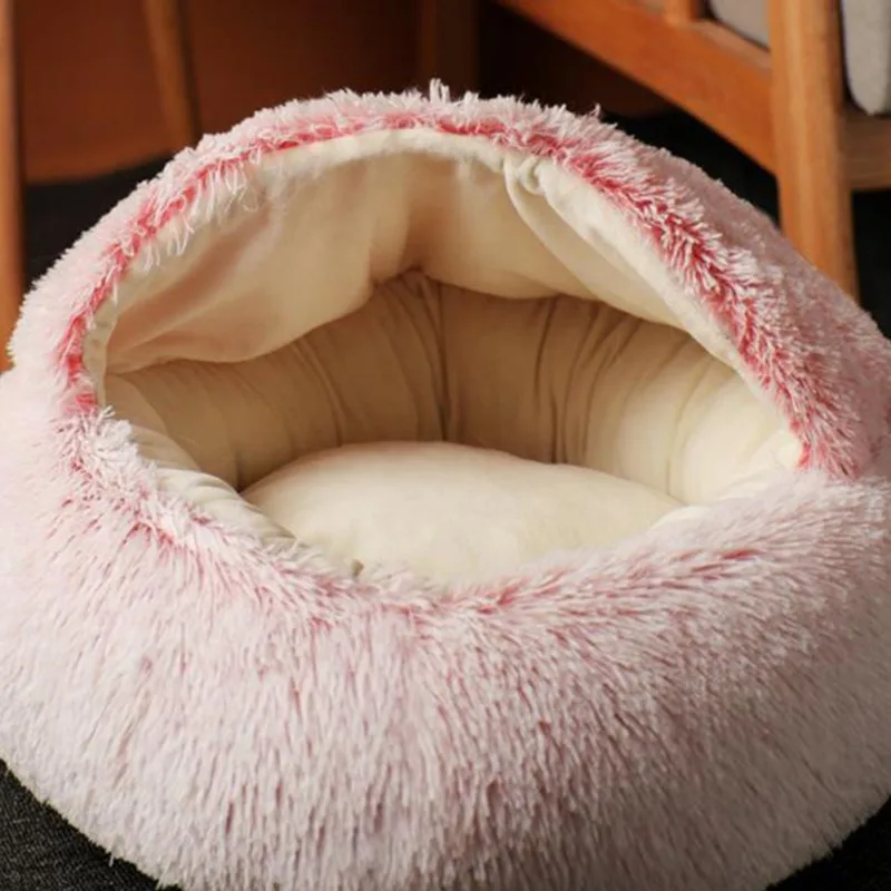 

Pet Bed Super Soft Pet Bed Kennel Dog Round Cat Cold Winter Warm Sleeping Bag Long Plush Puppy Cushion Mat Portable Cat Supplies