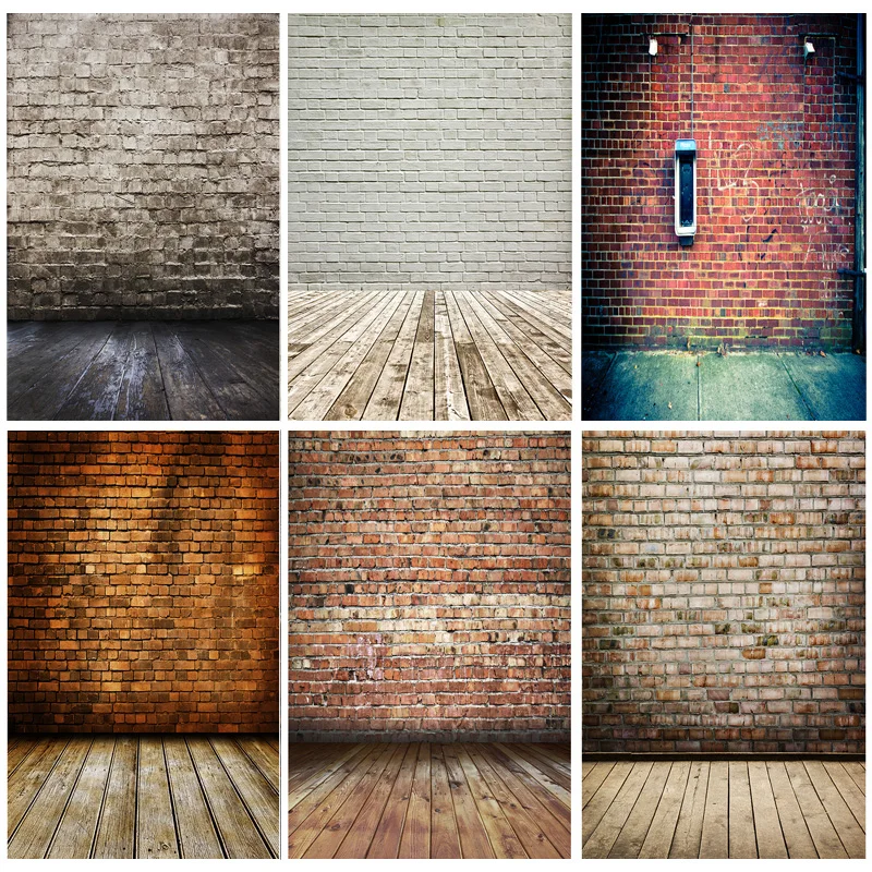 

SHENGYONGBAO Art Fabric Brick Wall Wooden Floor Photography Backdrops Portrait Photo Background Studio Prop 21712 YXZQ-01