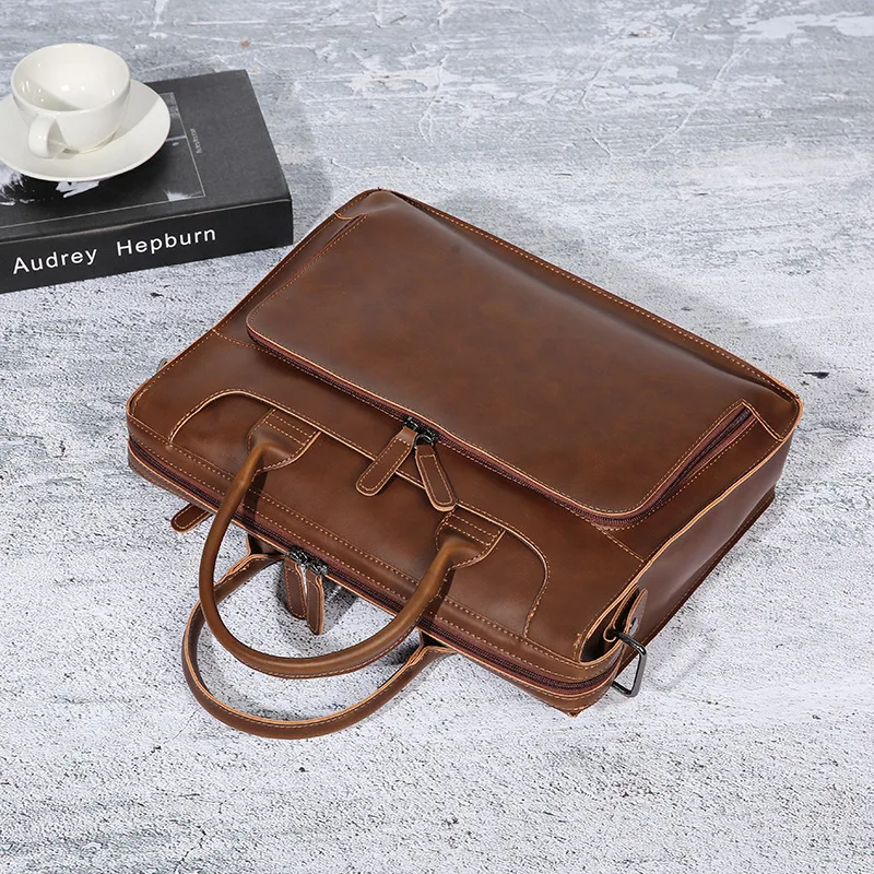 14 Inch Laptop Bag Briefcase Men's Women's Shoulder Tote Leather Documents Pouch Office Business Travel Gadgets Organize Handbag