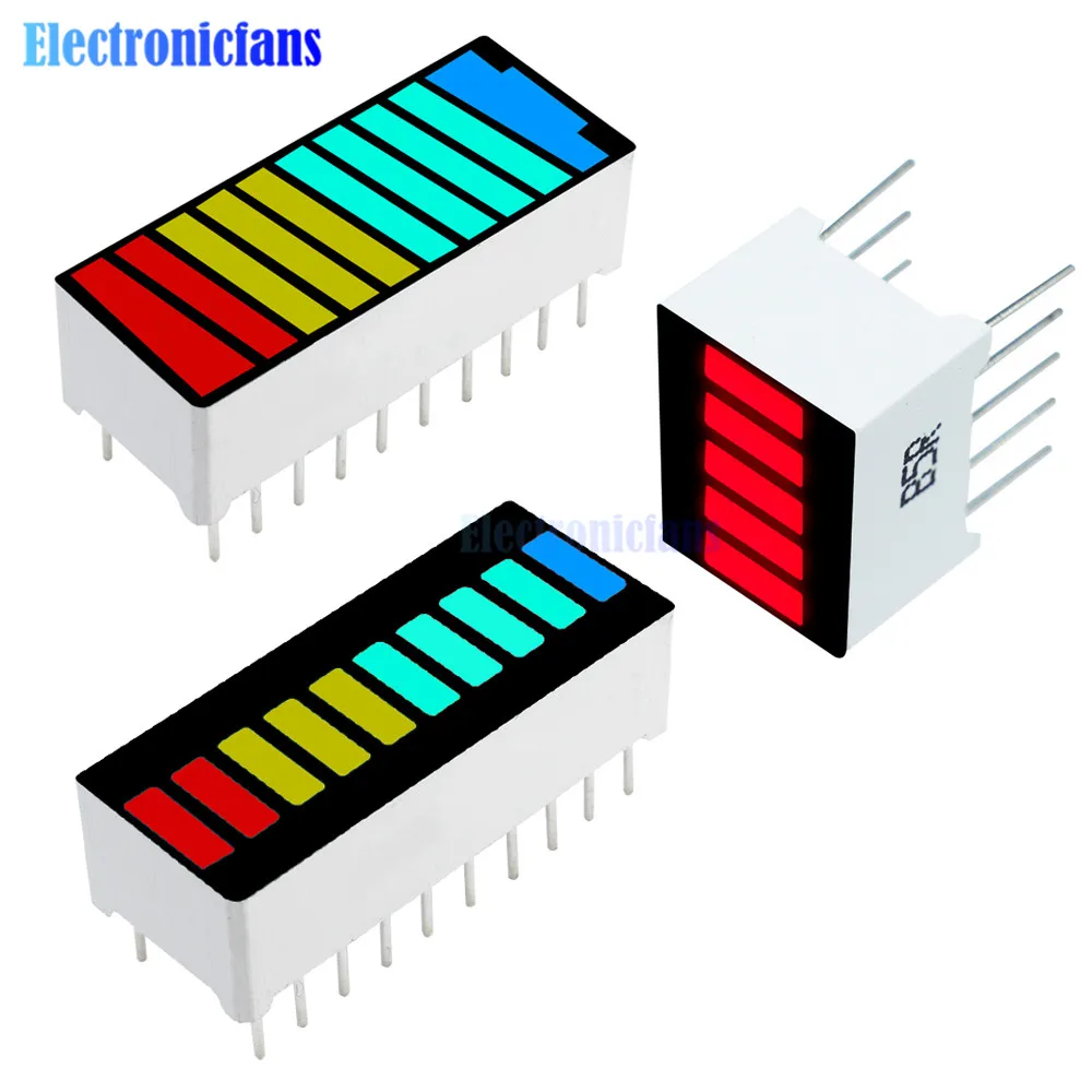 

10-сегментный светодиодный индикатор, красный, желтый, зеленый, синий, 5-сегментный, красный светодиодный дисплей, 4-цветный светодиодный моду...