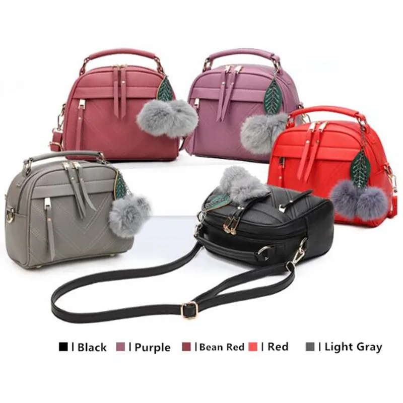 new women messenger bags new pu leather handbag inclined shoulder bag women crossbody handbags bag ball tassel bolsa free global shipping