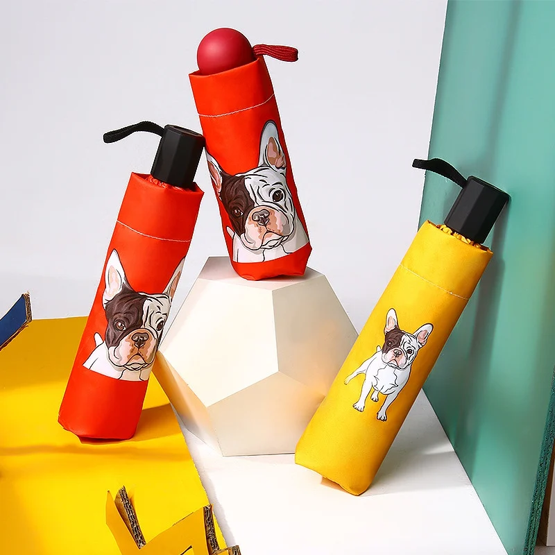 Печатный складной легкий зонтик мультфильм зонт для собак путешествия