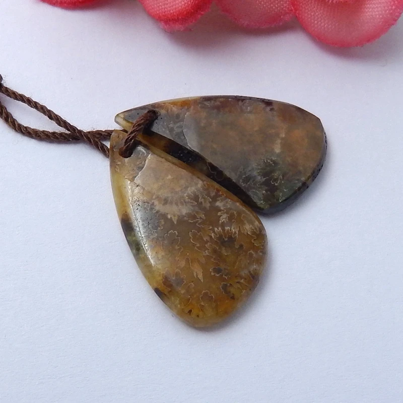 

Natural Aommonite Foss il Teardrop earring pair,Jewelry Earrings for making ,23x13x3mm,3.5g