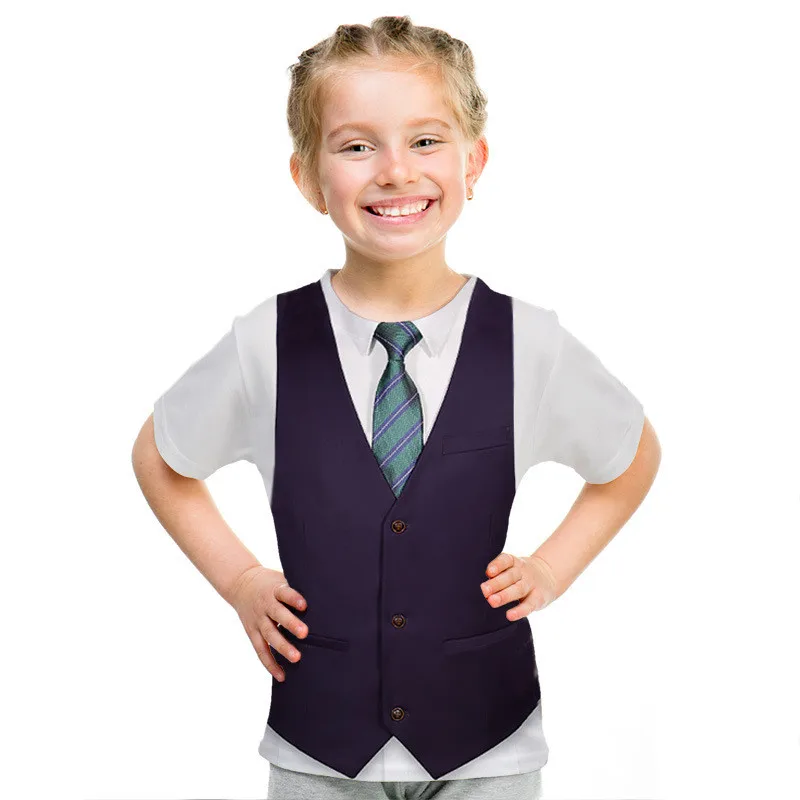 

2019 New summer Christmas Suit tie party T Shirts Kids 3D Printed Children Anime T-shirts Casual Short sleeve Tops