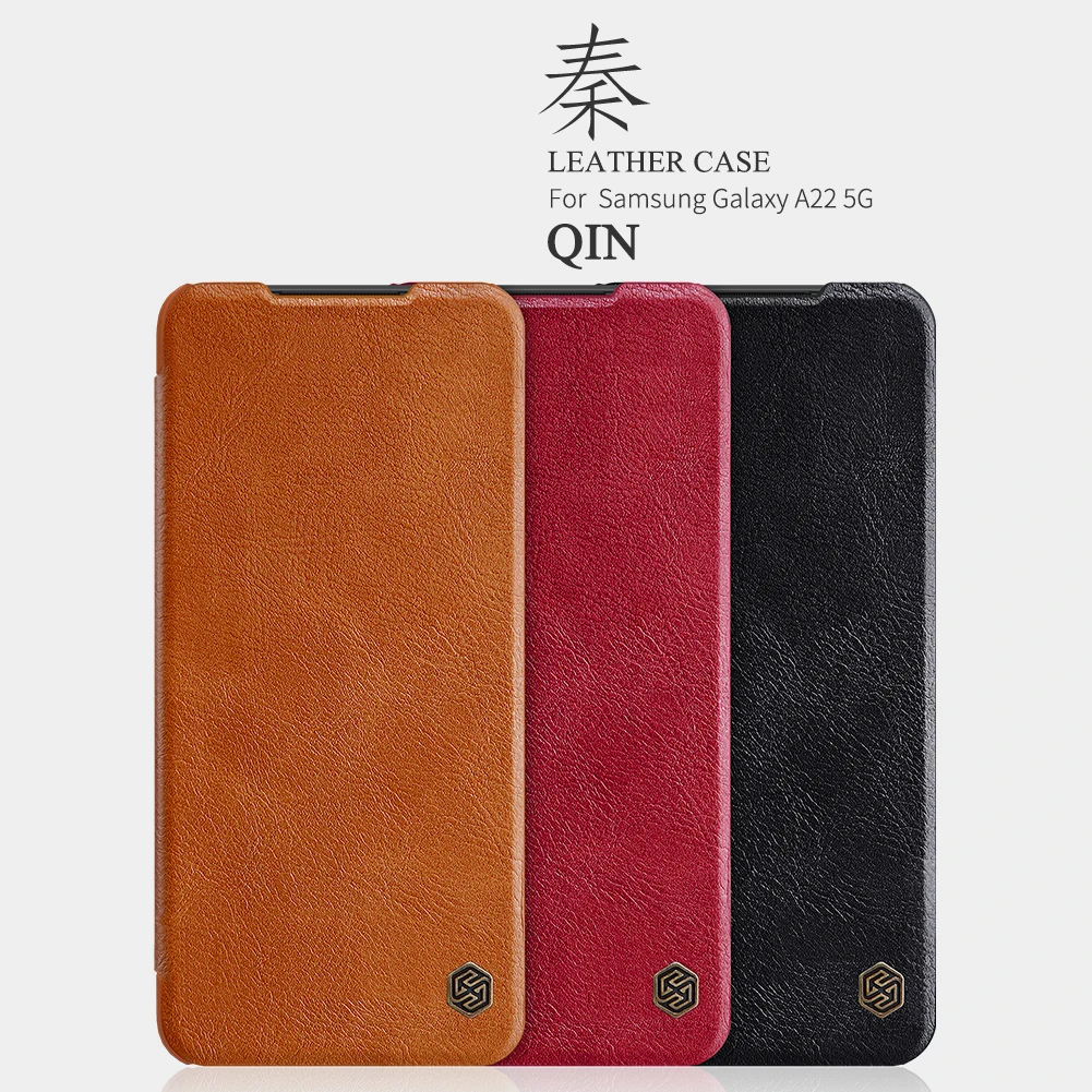 

Original NILLKIN QIN Leather Phone Case For Samsung Galaxy A22 5G Flip Cover Vintage Wallet Back Cover For Galaxy A22