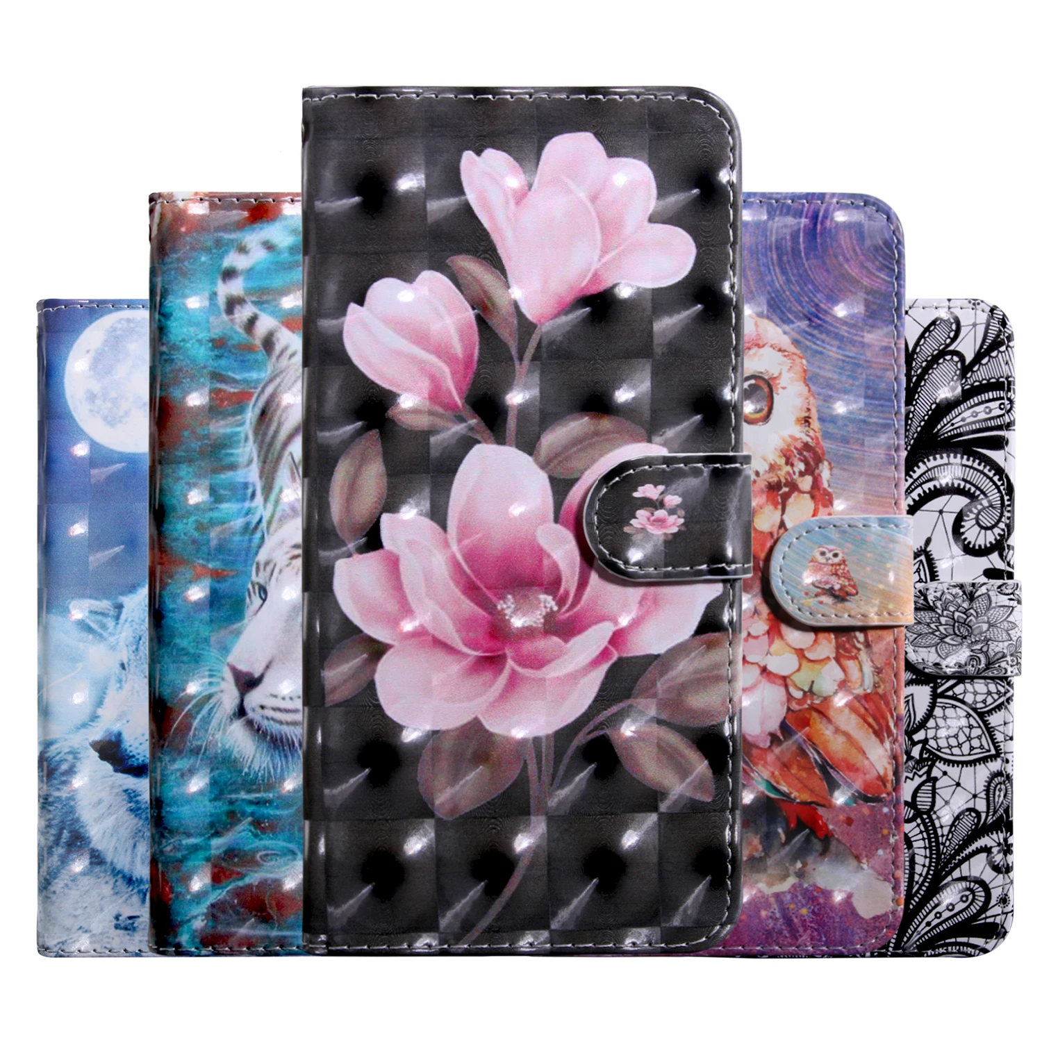 

3D Painted Leather Case for iPhone 11 12 Pro Max 6 7 8 Plus SE 2020 X XS XR 12 Mini Capa Folded Stand Card Slot Shockproof Cover