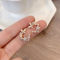 romantic charm butterfly flowers earrings for women creativity jewelry bling aaa zirconia s925 needle stud party gift ins hot