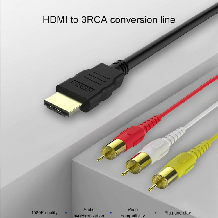 Кабель HDMI RCA переходник со штекера на 3RCA AV композитный штекер М/М Кабельный Шнур