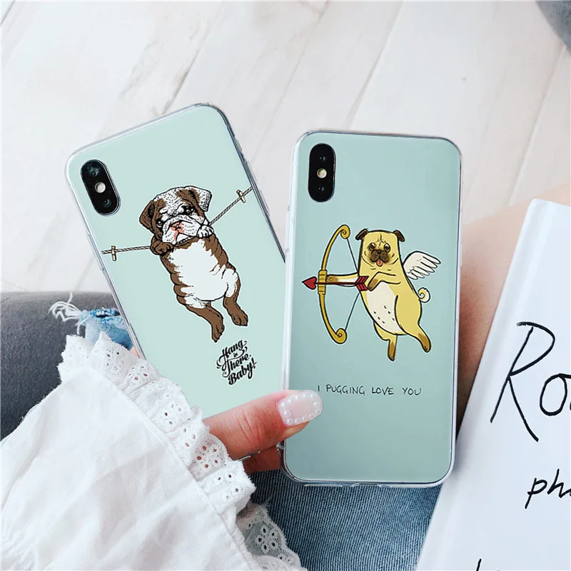 Phone Case for Apple iPhone 13 12 11 Pro Max X XR XS MAX 7 8 Plus SE2020 Cute French English Bulldog Silicone Soft cases Cover