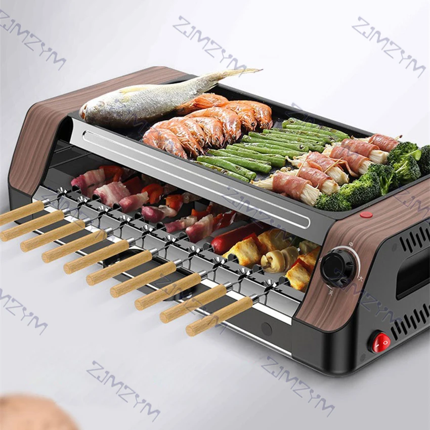 1800w electric grill electric griddle multifunctional barbecue machine electric grill rotator 2 layer non stick baking pan 220v free global shipping