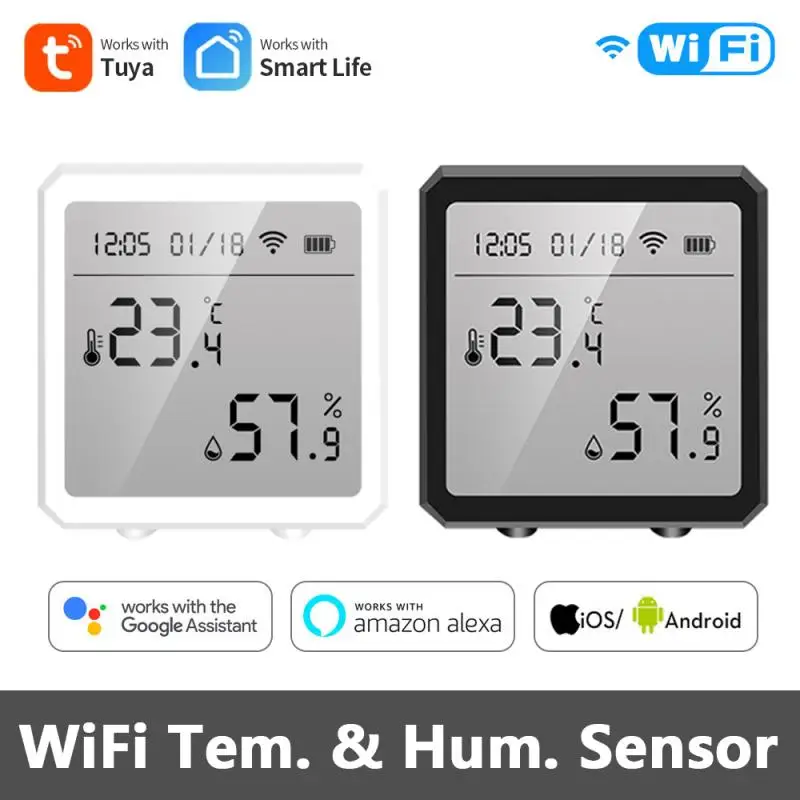 

Датчик температуры и влажности Tuya Wi-Fi для умного дома, дистанционное управление с дисплеем для Alexa Google Assistant